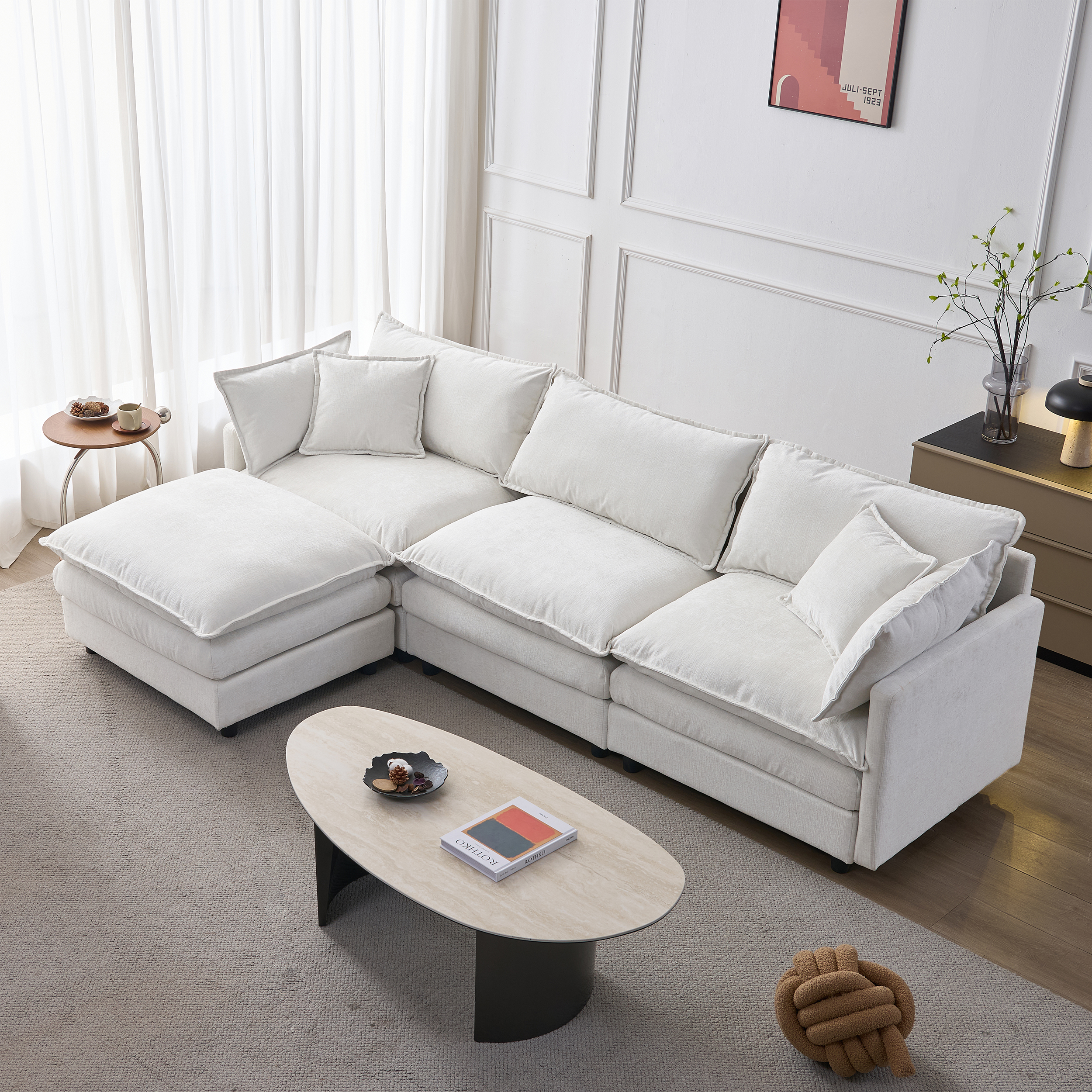 Canapé d angle modulaire 3 places en chenille premium - vue 3