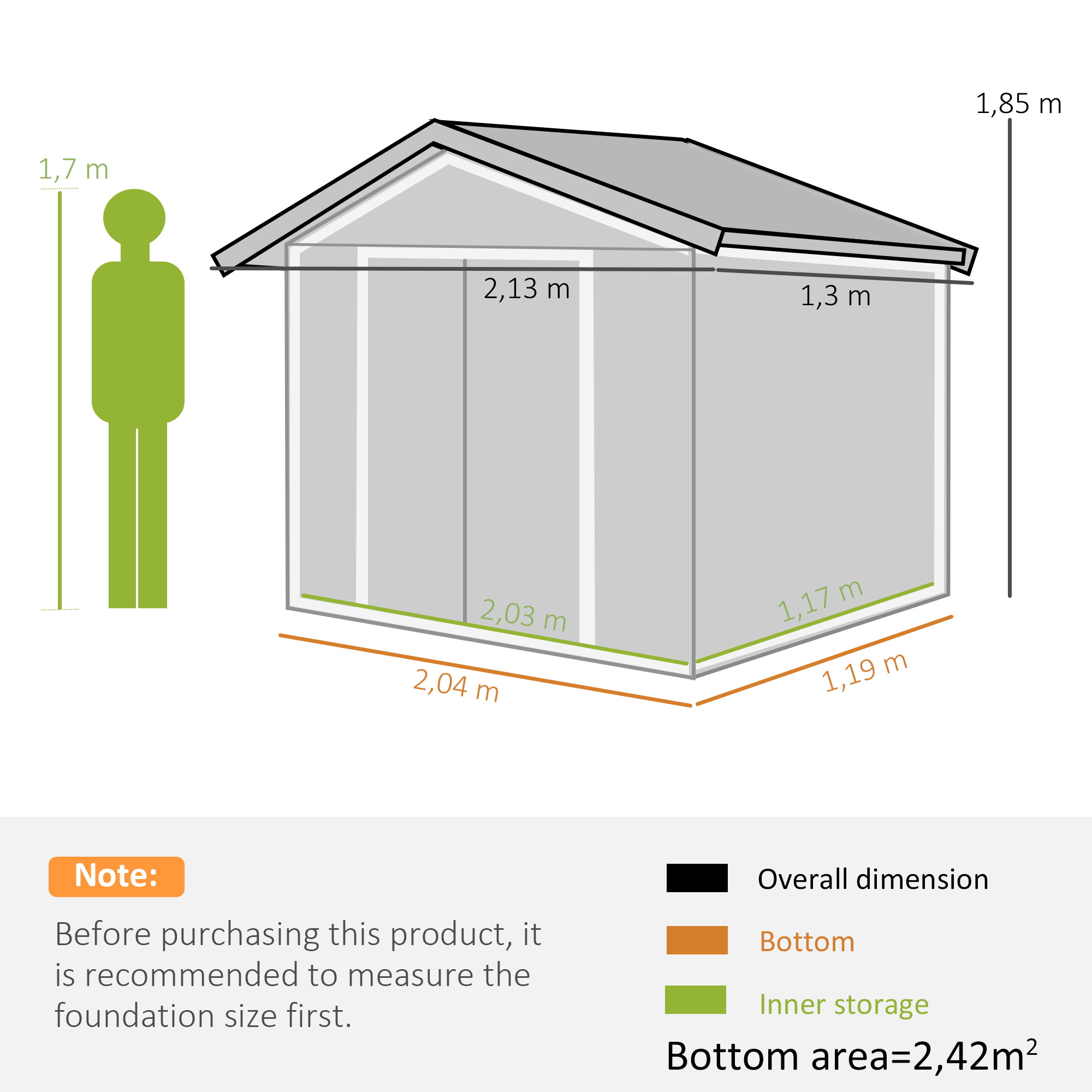 Dimensions du abri de jardin