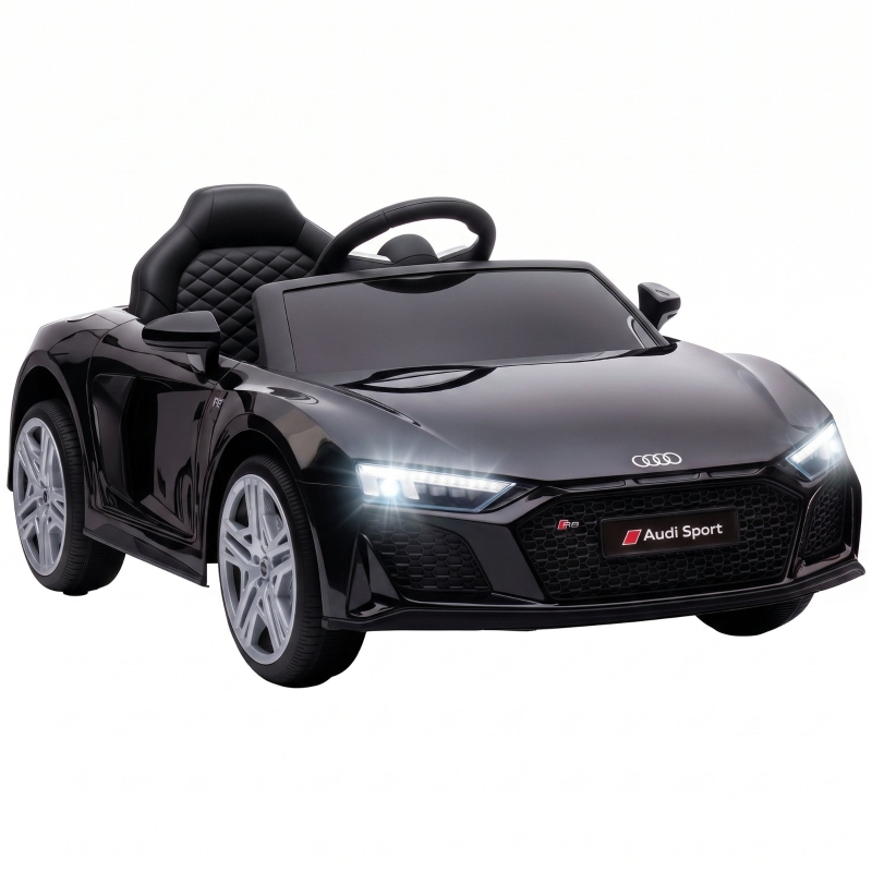Voiture Audi R8 Spyder noire brillante vue générale