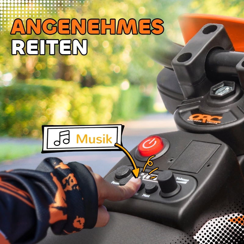Moto cross électrique orange‑blanc vue générale