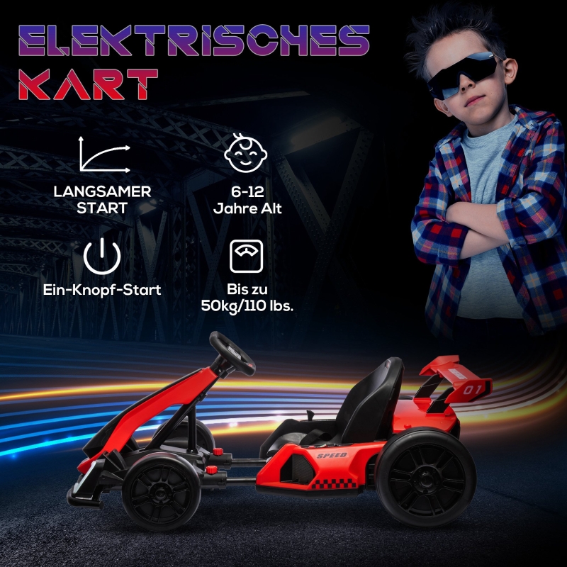 Go‑kart drift rouge‑noir vue générale