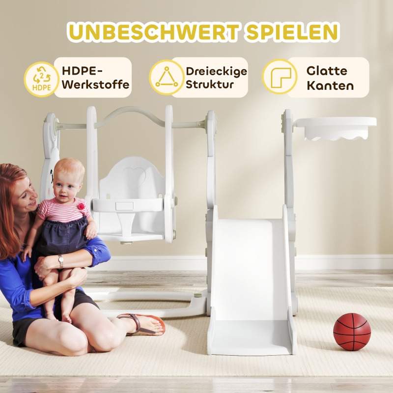 Set 4‑en‑1 toboggan balançoire design lapin vue générale