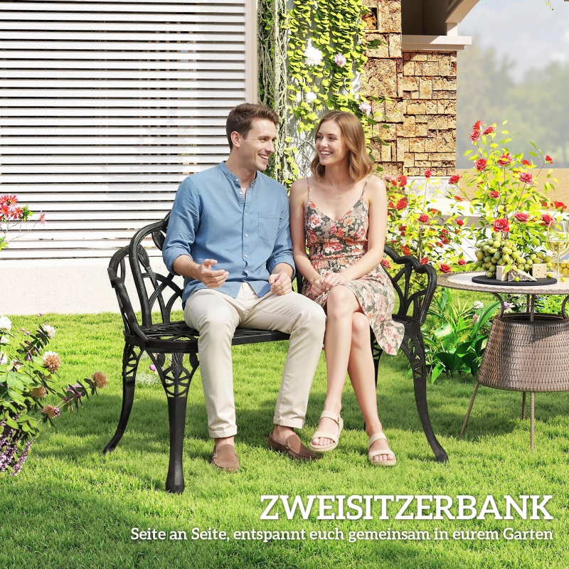 Banc de jardin 2 places en aluminium mou