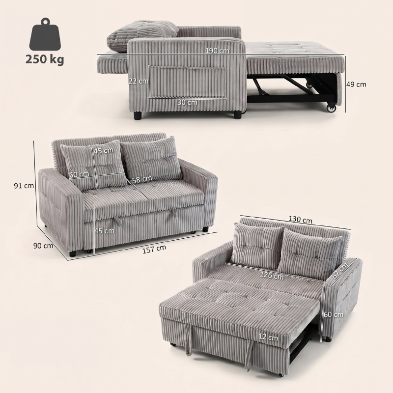 Dimensions du canapé convertible
