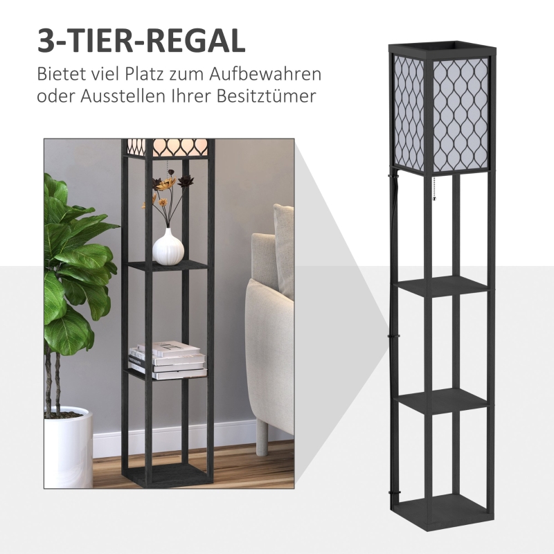Lampadaire‑étagère ambiance salon