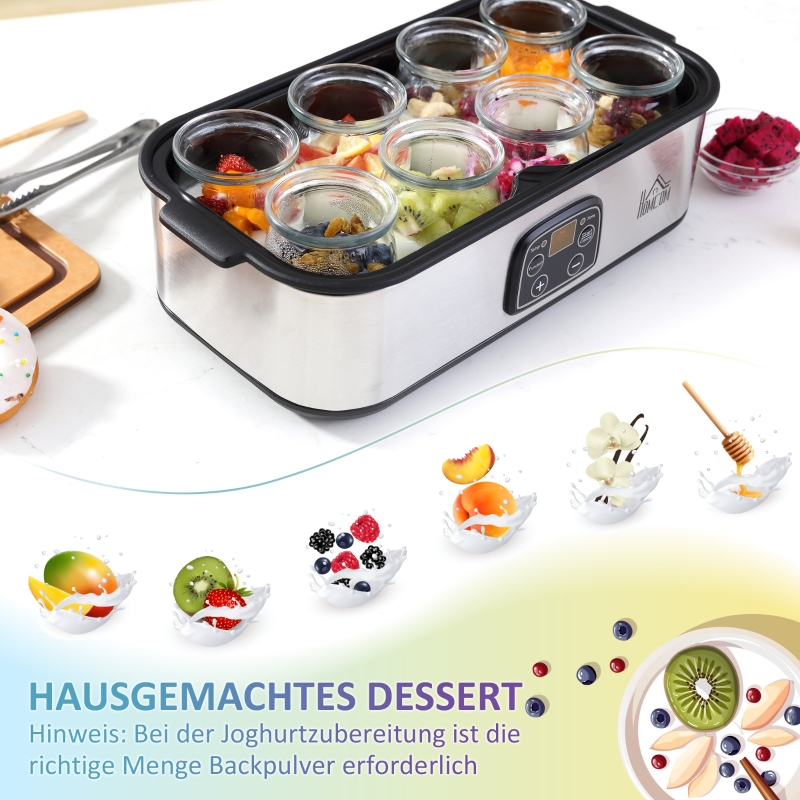 8 pots en verre avec couvercles, plusieurs saveurs