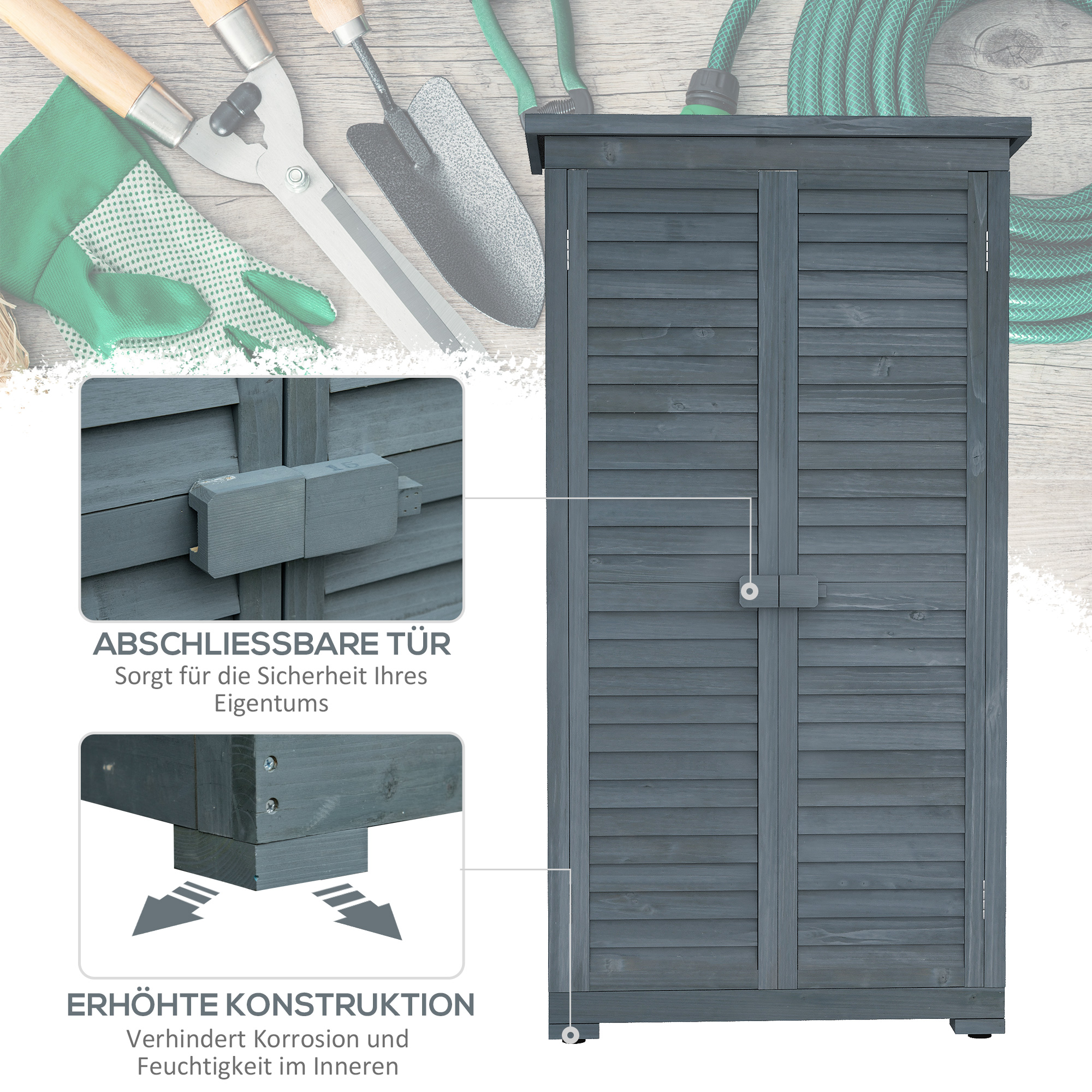 Armoire de jardin en bois de sapin vue générale
