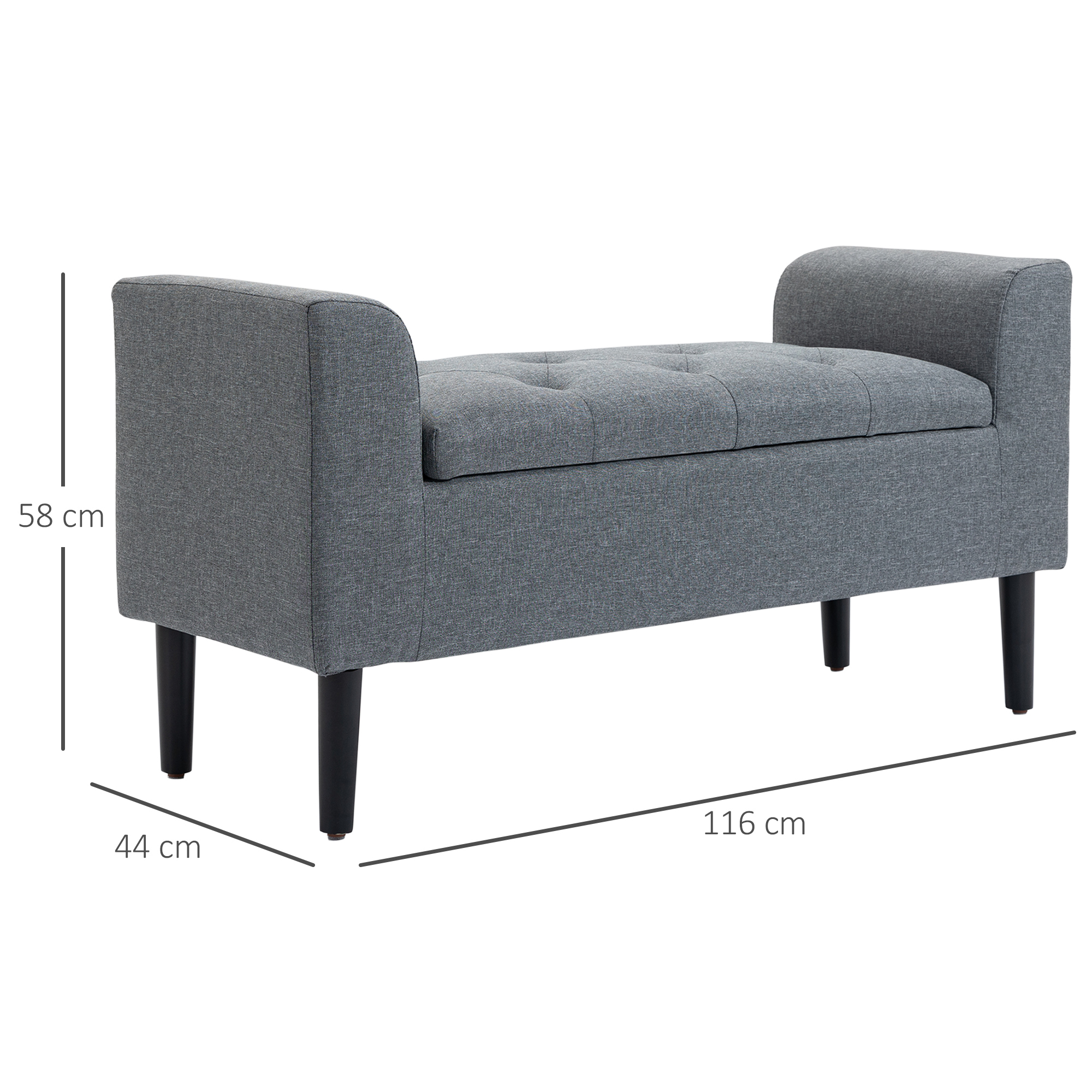 Dimensions du banc avec rangement