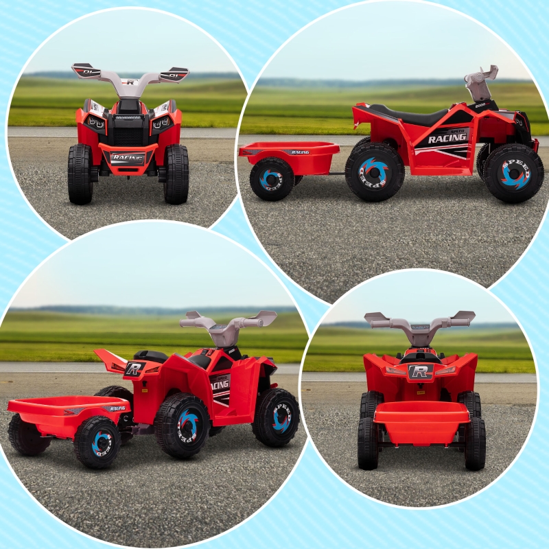 Quad rouge avec remorque vue générale