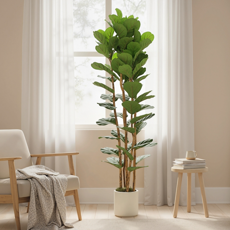 Pot blanc socle ciment anti‑bascule