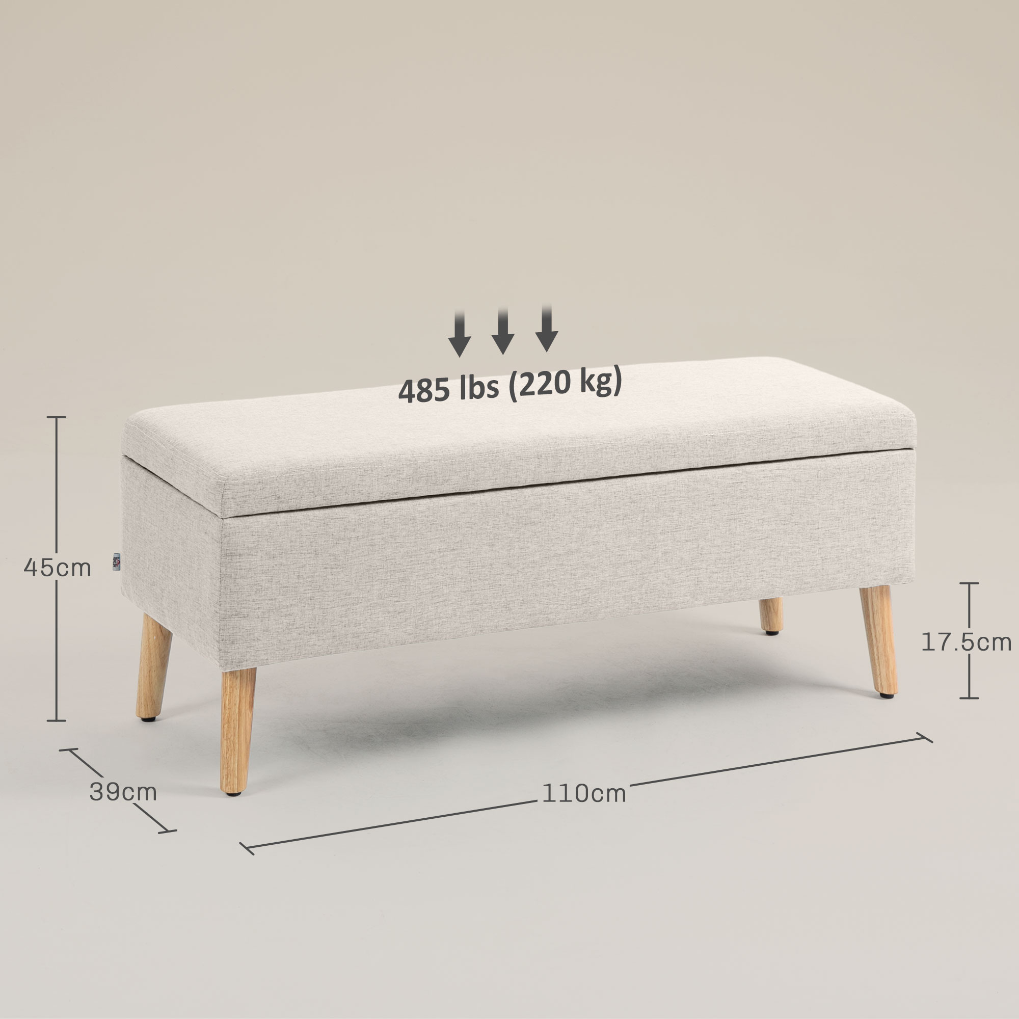 Dimensions du banc avec rangement