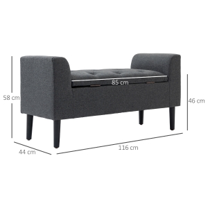 Détail du banc avec rangement