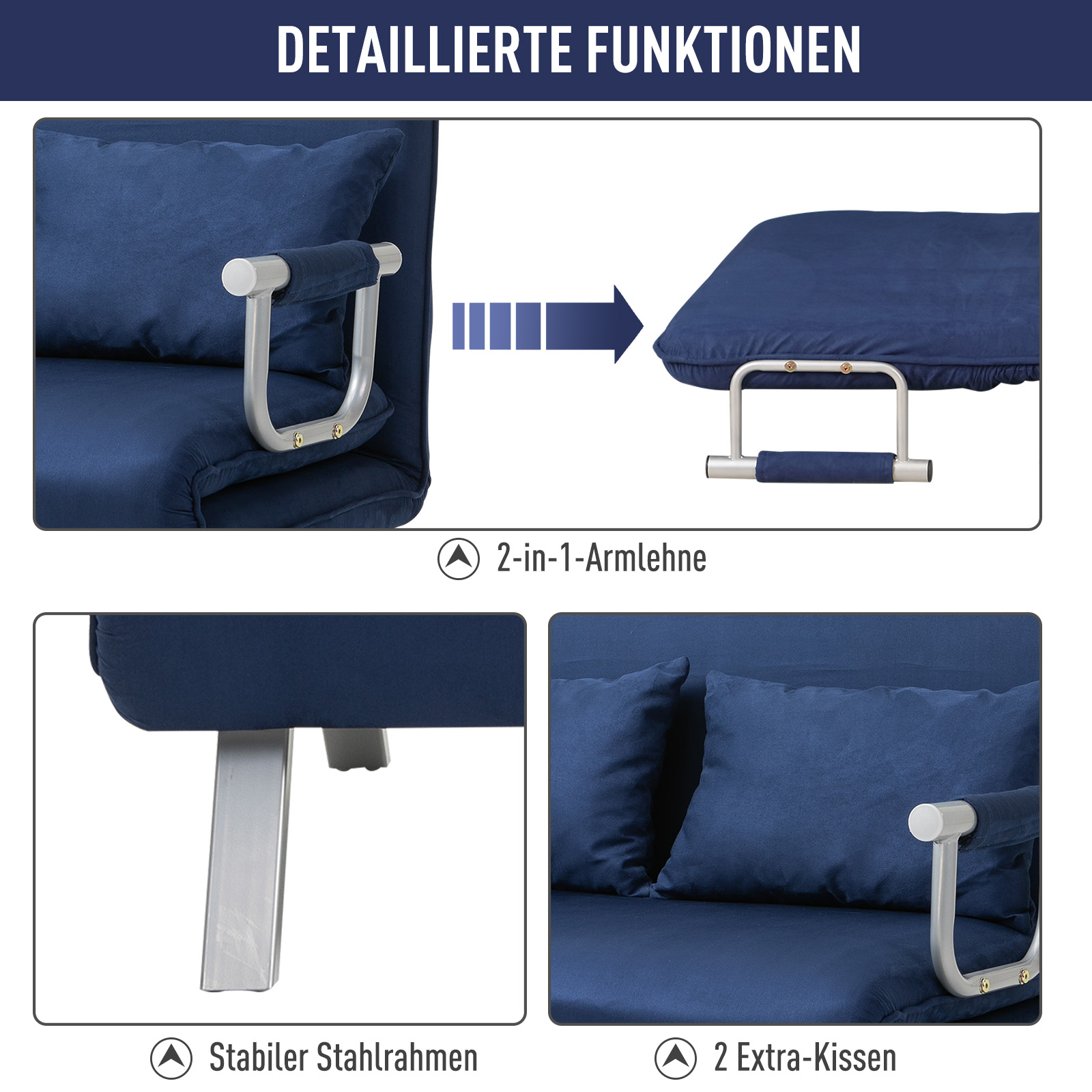 Détail du canapé convertible