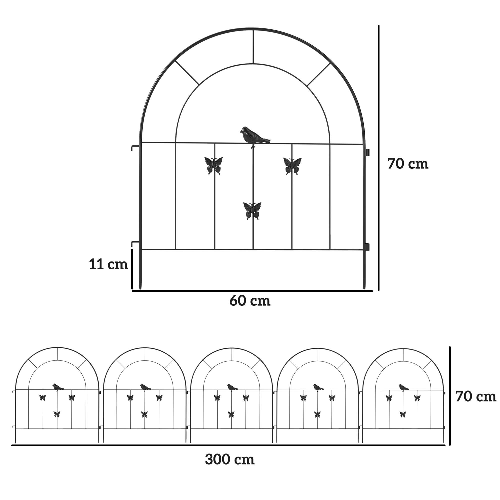Dimensions du arche de jardin
