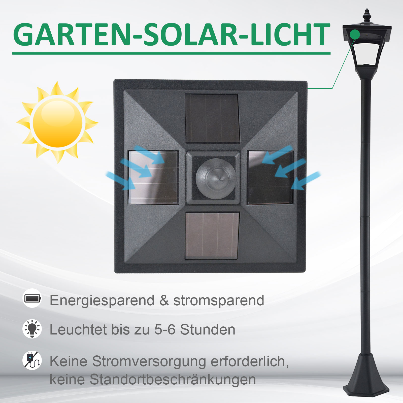Lampadaire solaire rétro vue générale