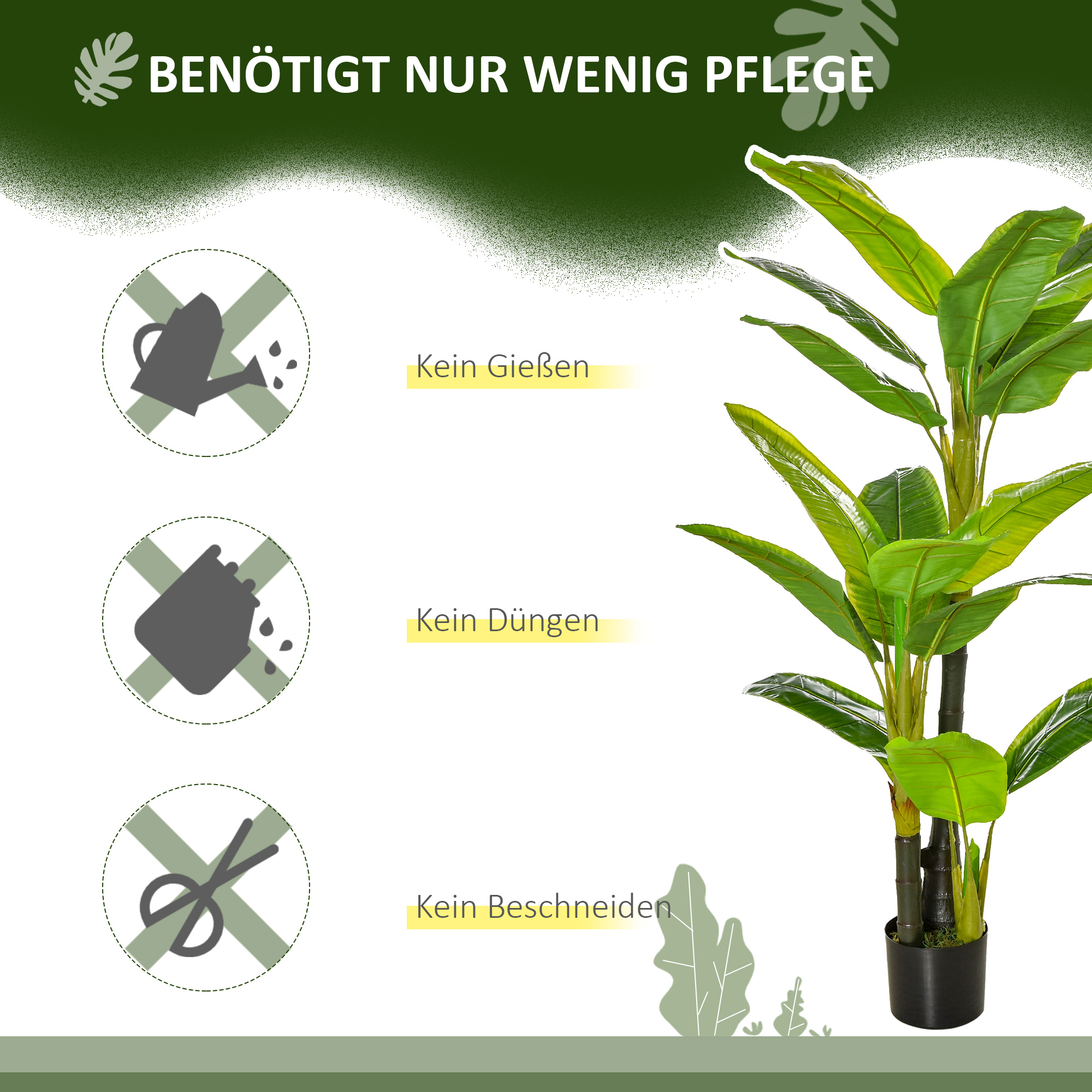 Bananier artificiel 150cm 18 feuilles aspect réaliste