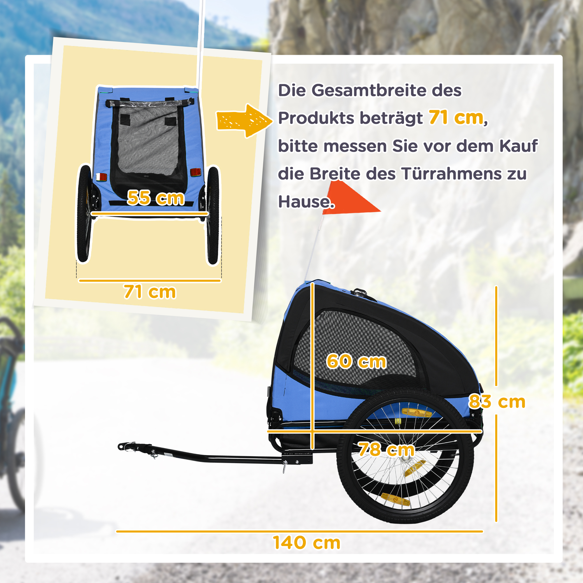 Dimensions du remorque et chariot