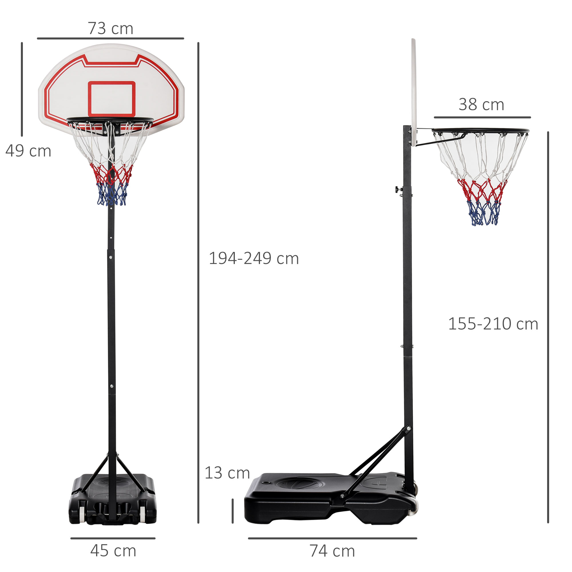 Dimensions du panier de basket