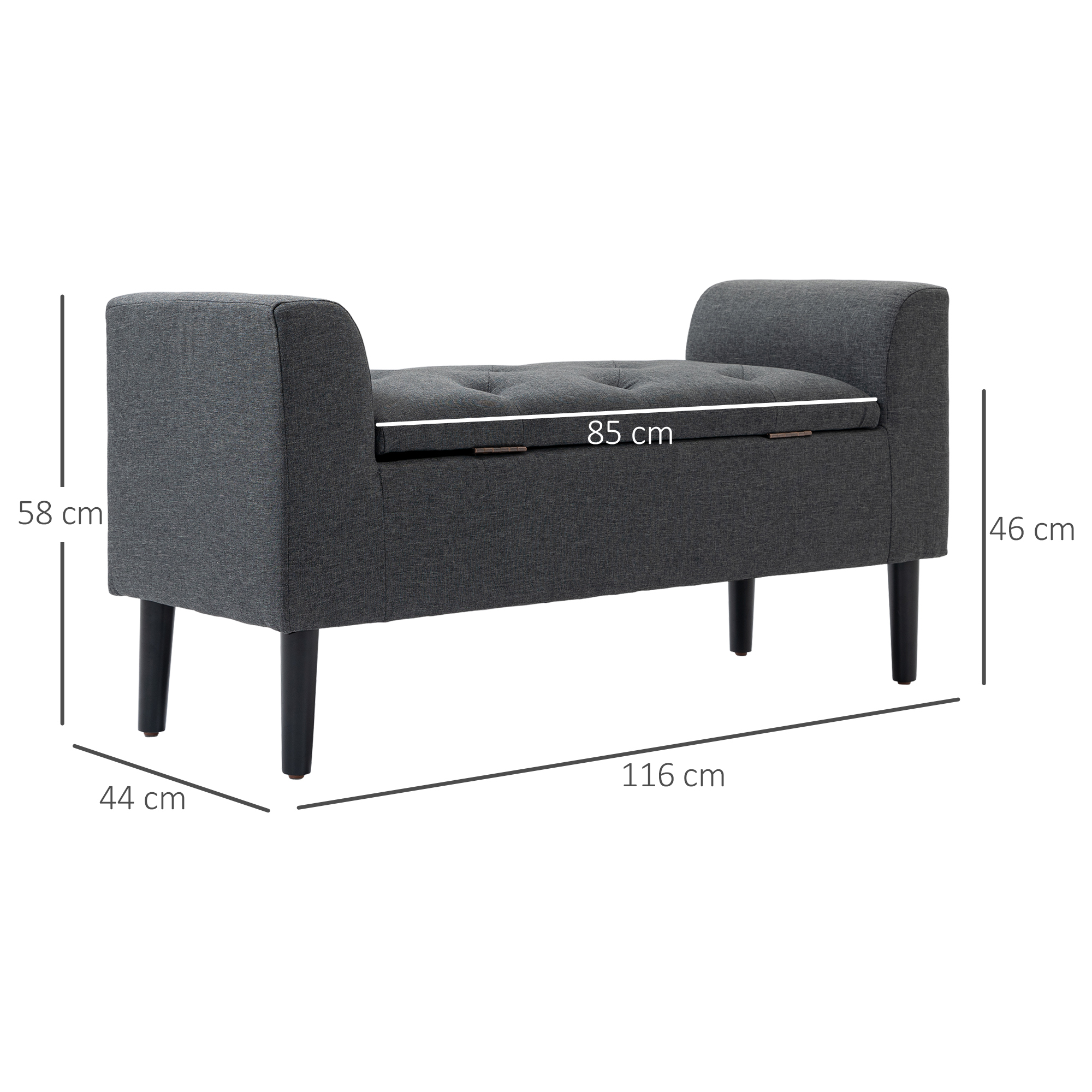 Dimensions du banc avec rangement