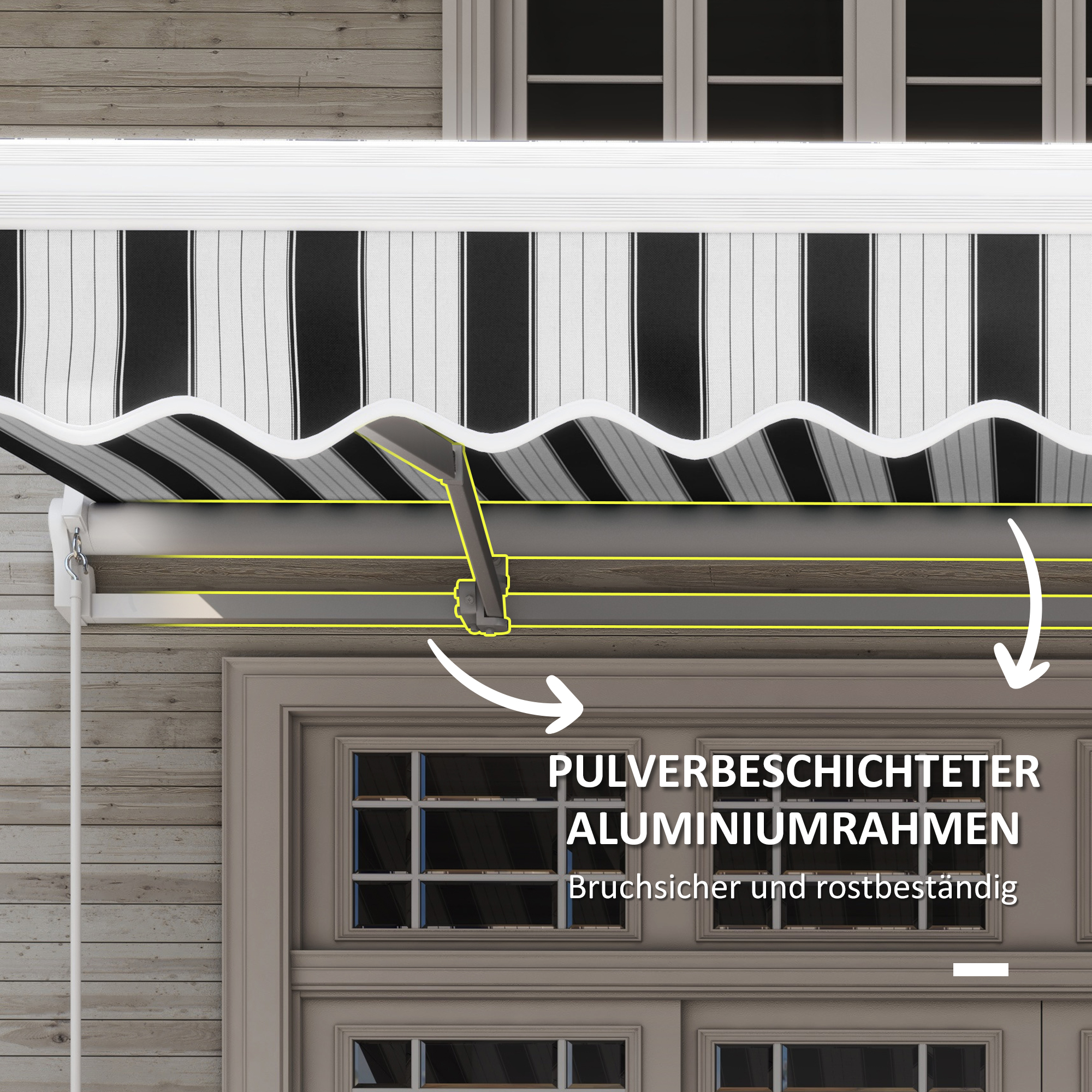 Auvent de balcon, 3,95 × 2,45 × 3,50 m, 