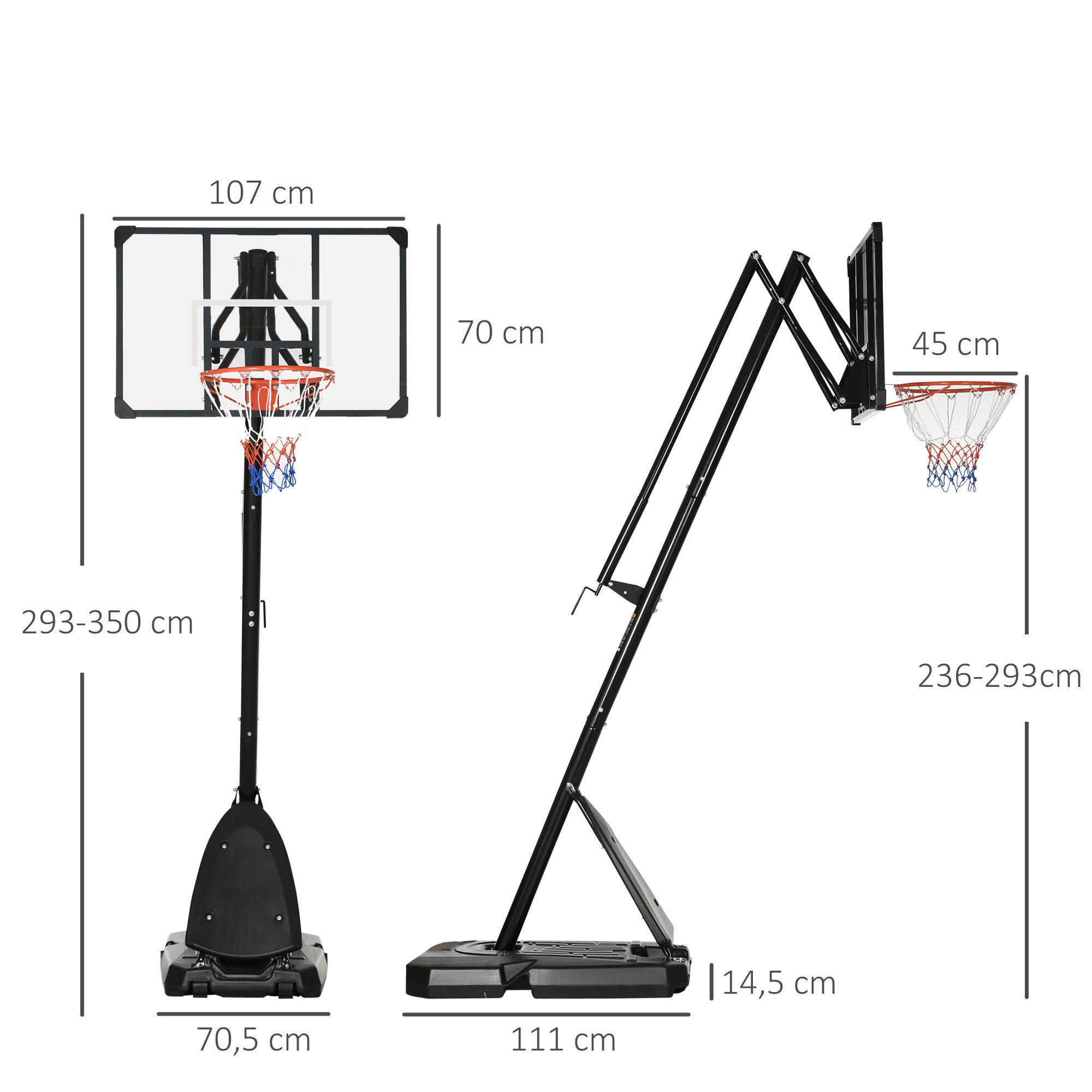 Dimensions du panier de basket