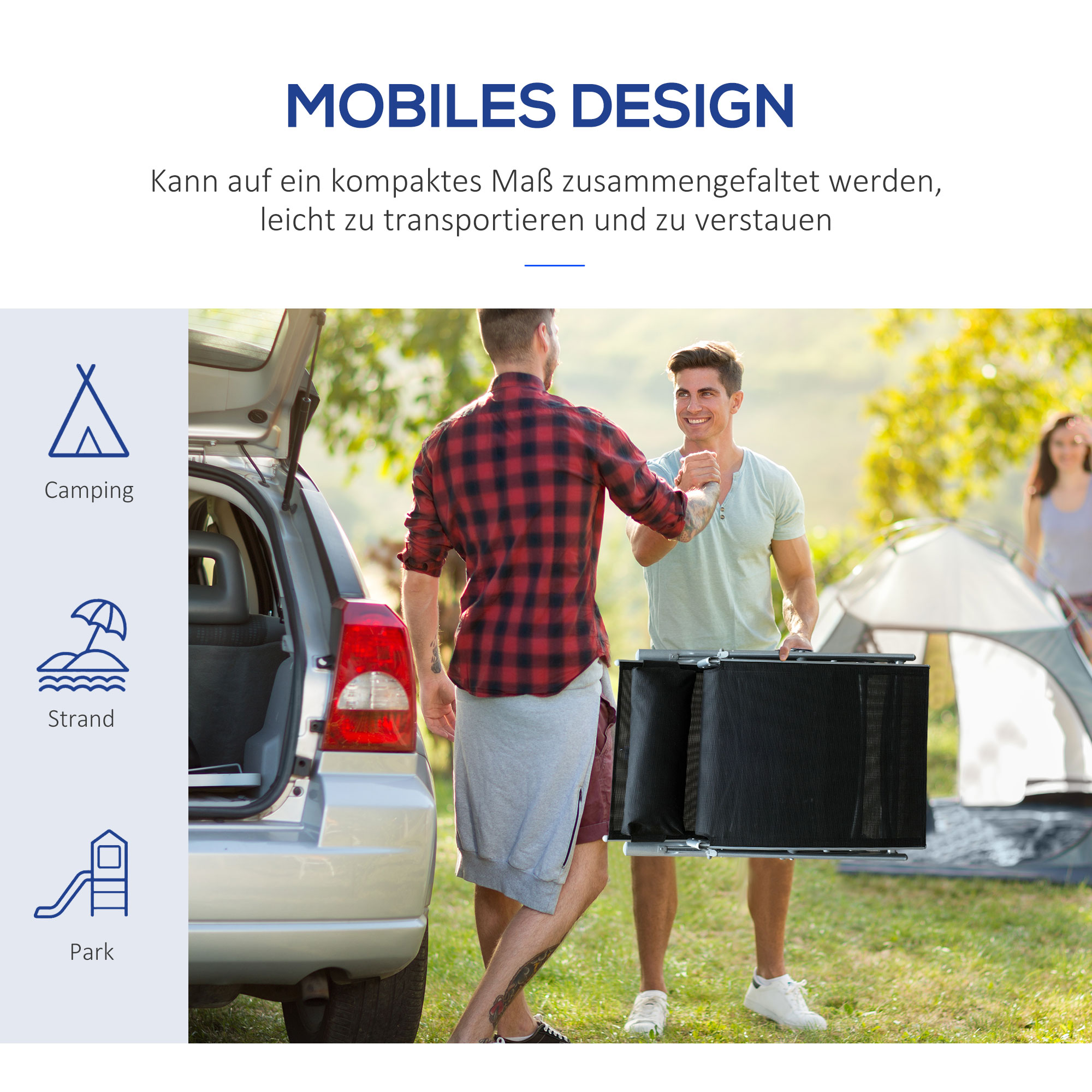 Transat de jardin inclinable, cadre méta