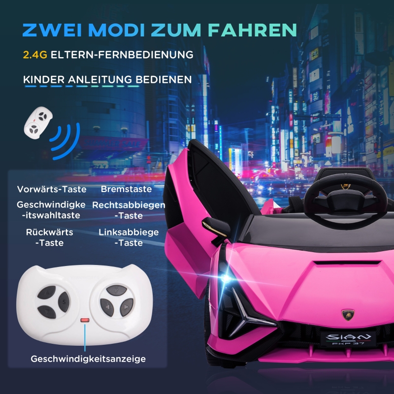 Voiture Lamborghini rose vue générale