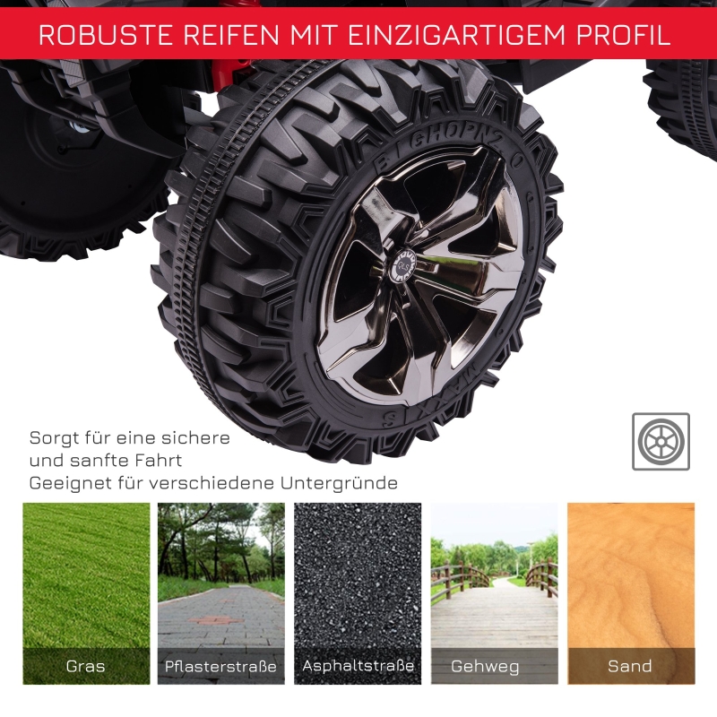 Quad électrique ATV rouge‑noir vue générale