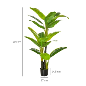 Dimensions : hauteur totale 150 cm, pot Ø17 × H14,5 cm