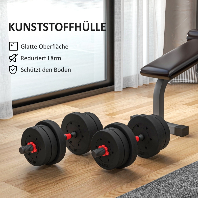 Set haltères 2‑en‑1 20 kg configuration haltères