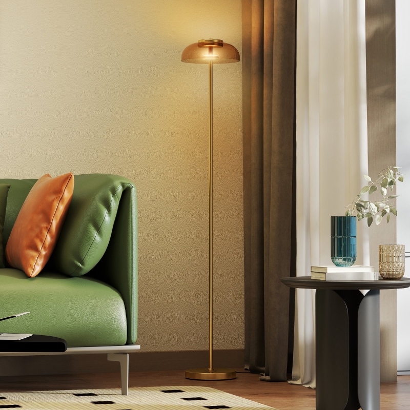 Lampadaire laiton ambiance salon