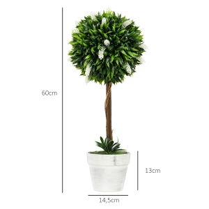 Dimensions totales Ø24 × H60 cm, pot Ø14,5 × H13 cm