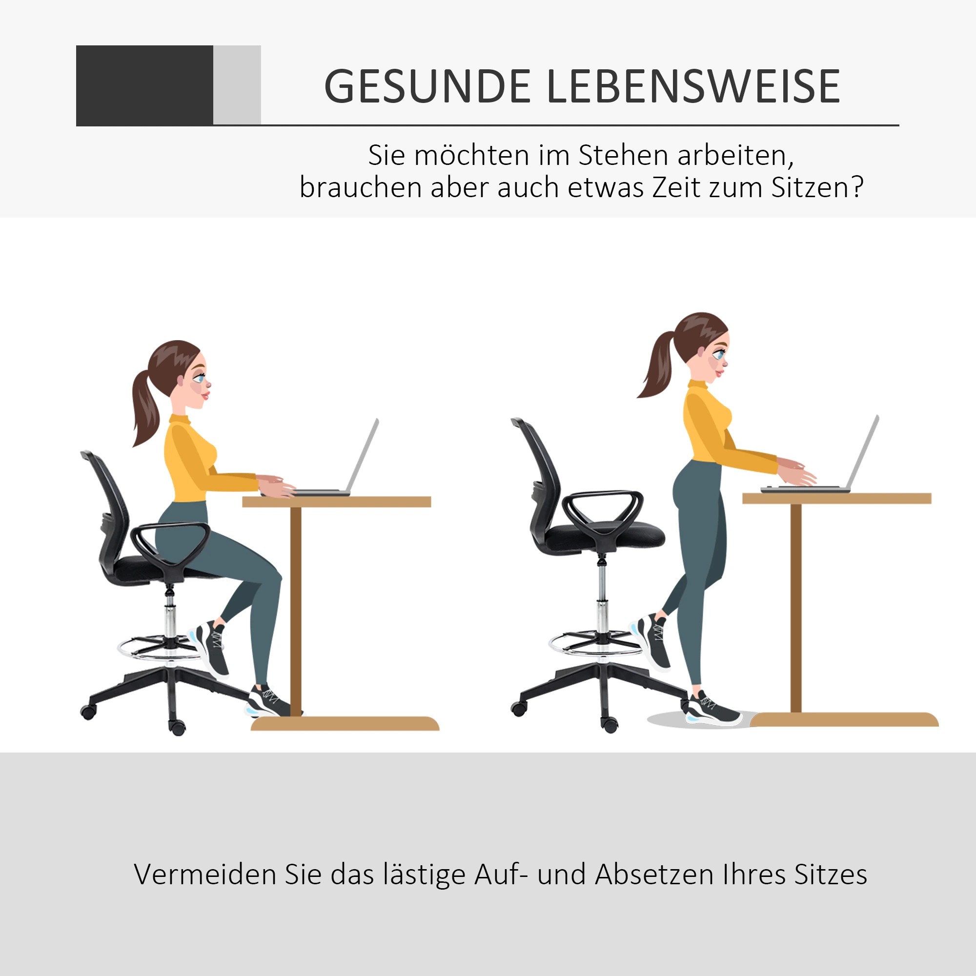 Stehstuhl Büro ergonomischer Drehstuhl höhenverste