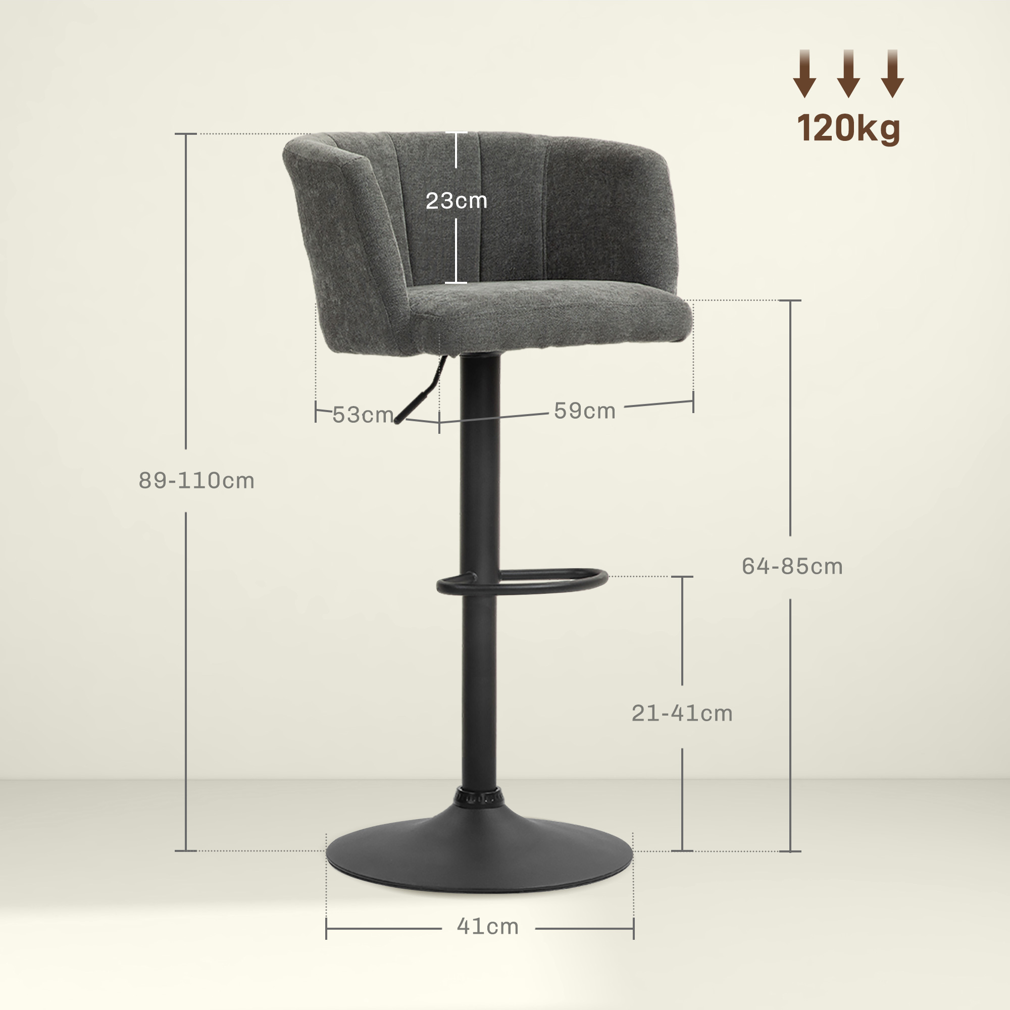 Dimensions du tabouret de bar