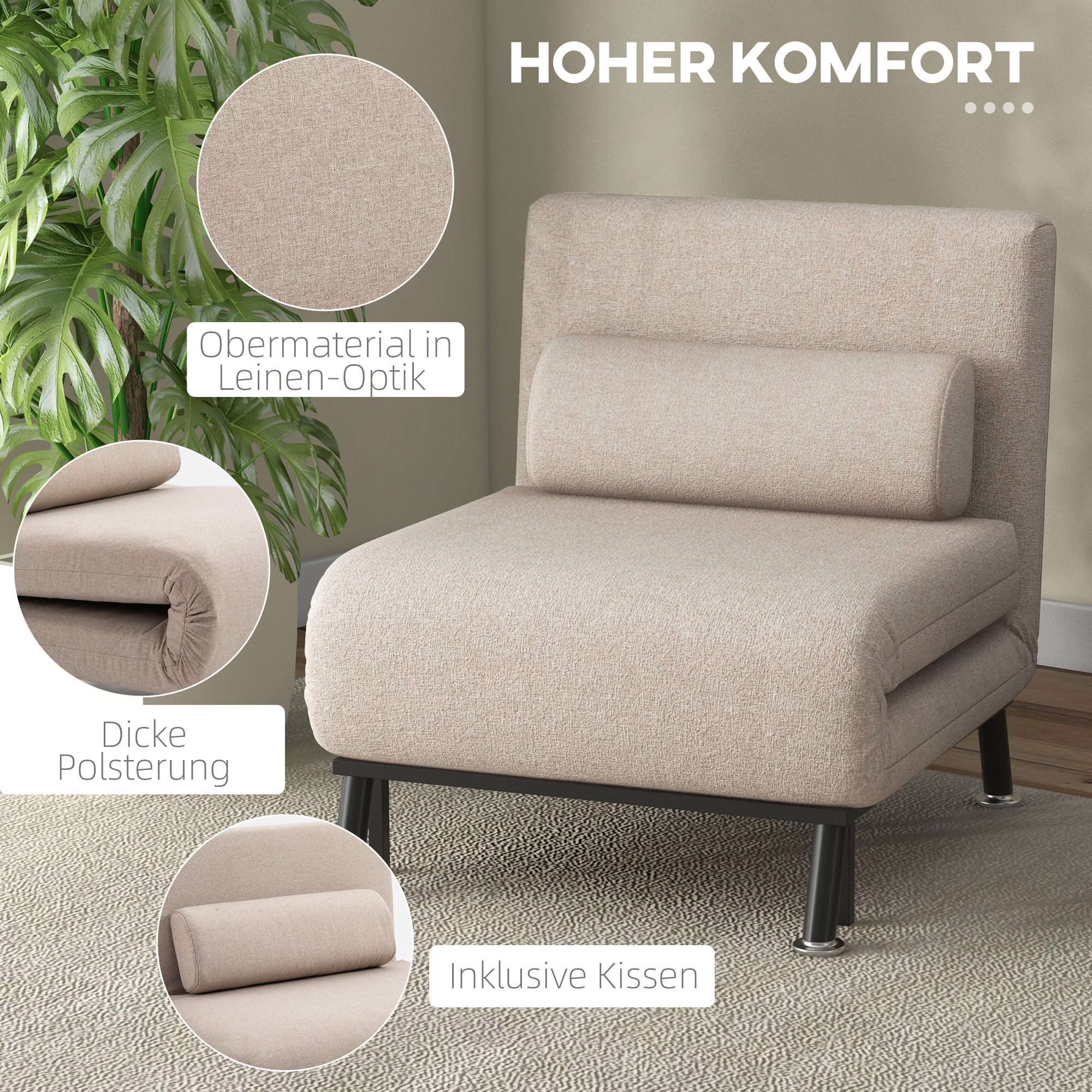 Détail du fauteuil convertible