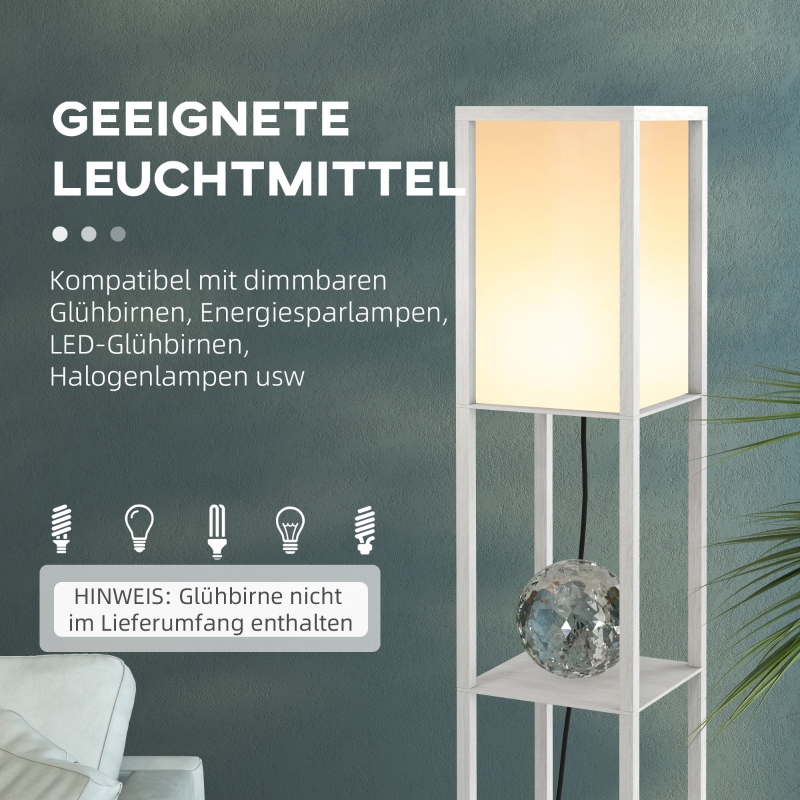 Lampadaire‑étagère ambiance salon