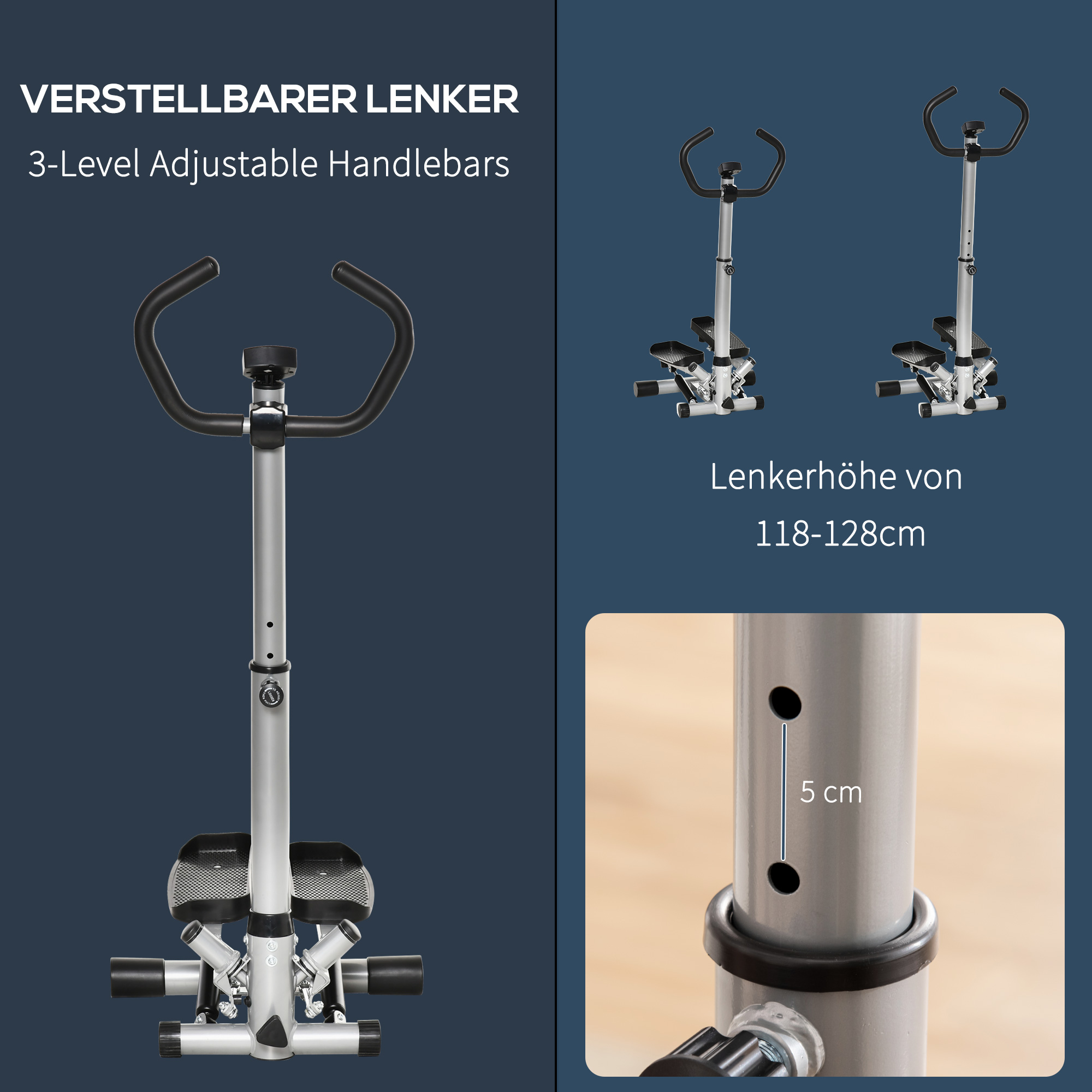 Stepper fitness avec guidon vue générale