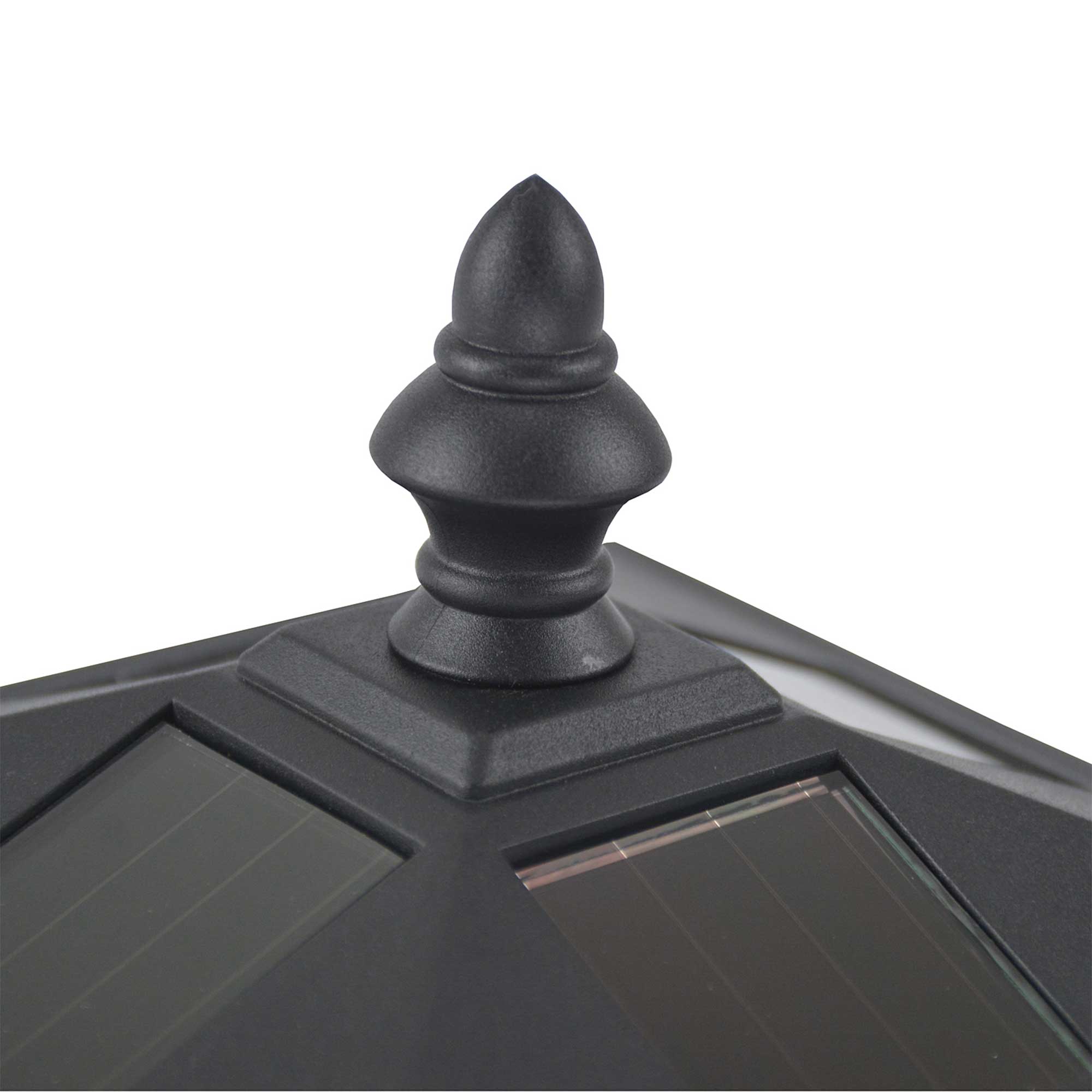 Détail tête de lampe et panneau solaire