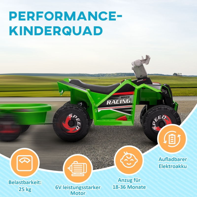 Quad vert avec remorque vue générale
