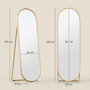 Dimensions pied replié / dépliable, cadre métal doré inoxydable