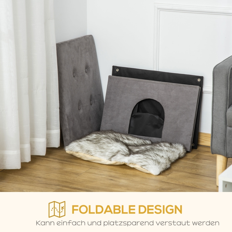 Pouf niche chat installé dans le salon