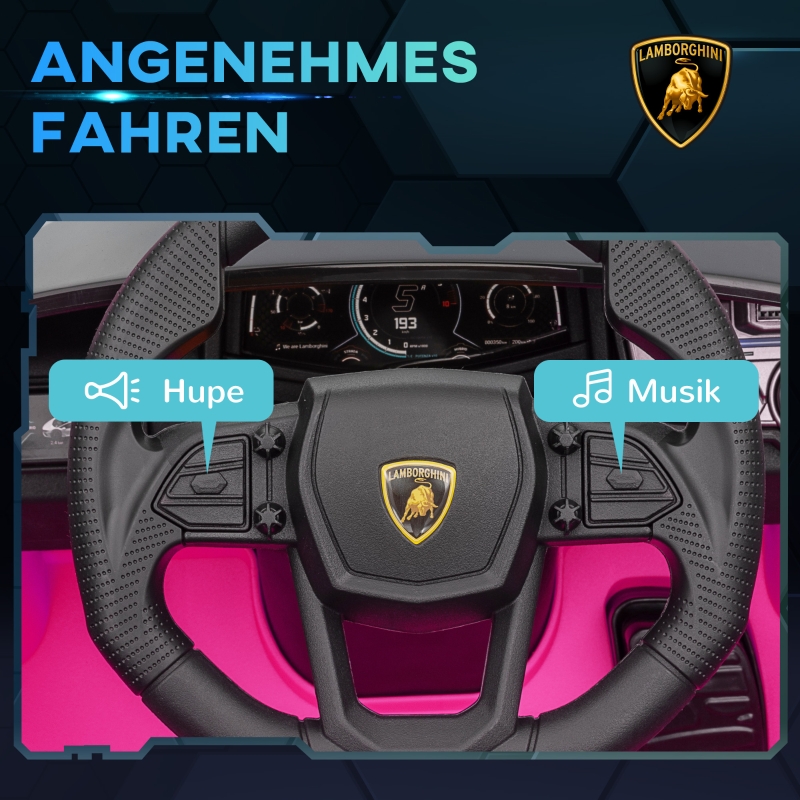 Voiture électrique rose Lamborghini vue générale