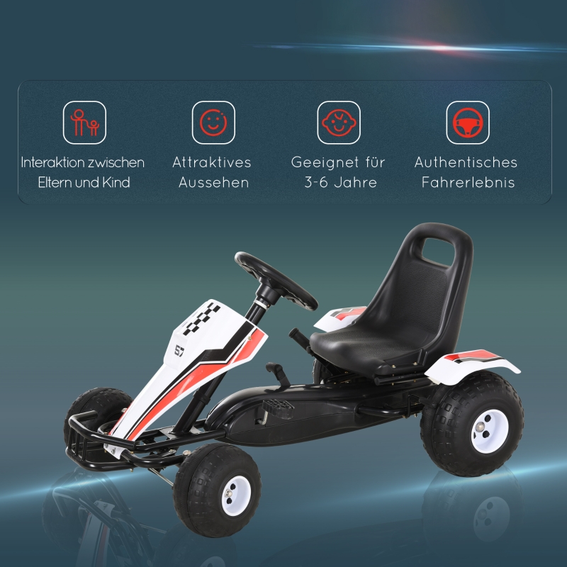 Go‑kart racing blanc‑rouge‑noir vue générale