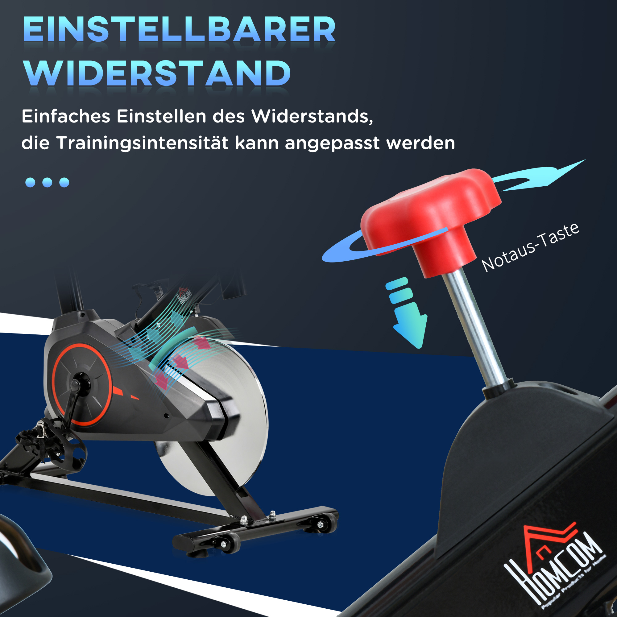 Vélo de spinning fitness noir‑rouge