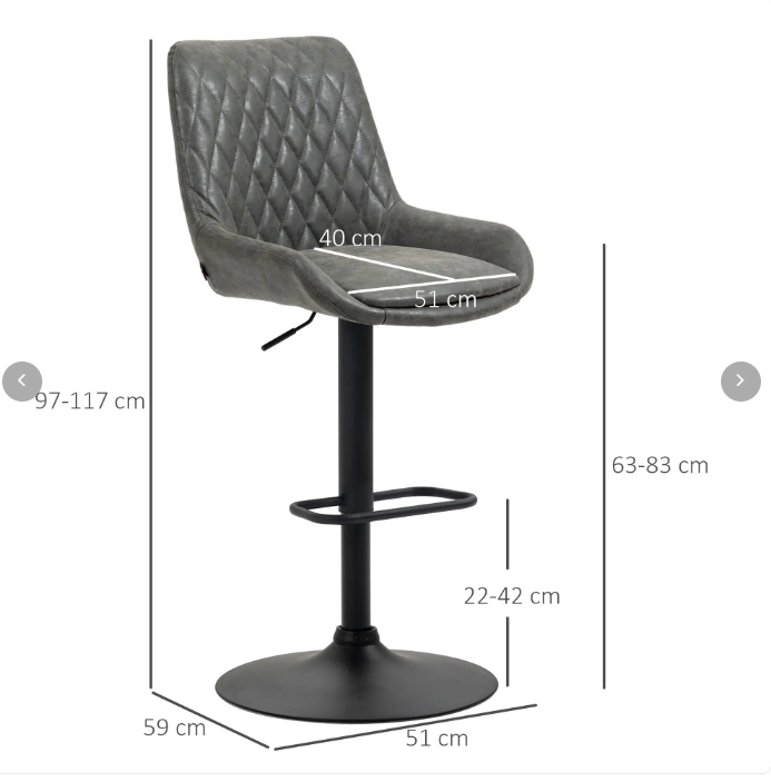 Dimensions du tabouret de bar