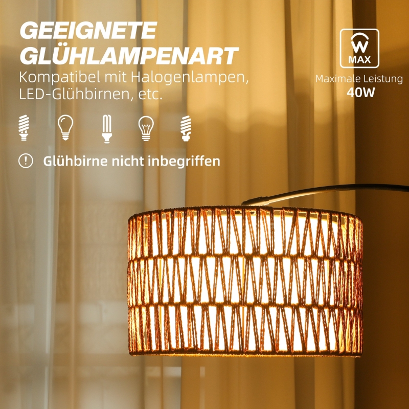 Lampadaire arche corde chanvre ambiance salon