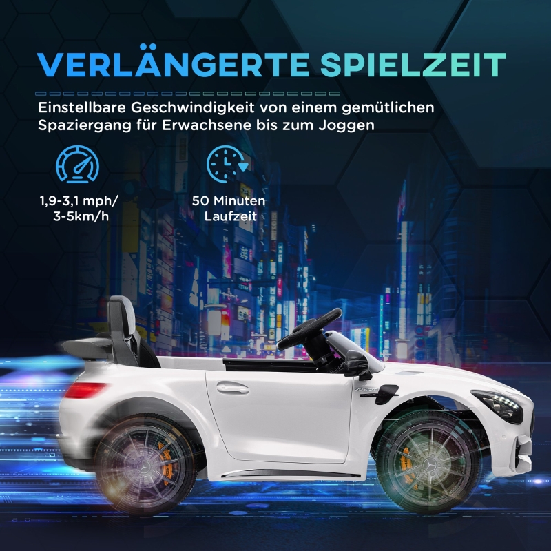 Voiture électrique Mercedes‑Benz AMG GTR blanche vue générale