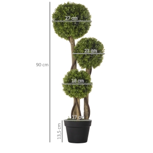 Dimensions H90 cm boules Ø18 / 23 / 27 cm pot Ø17×H13,5 cm