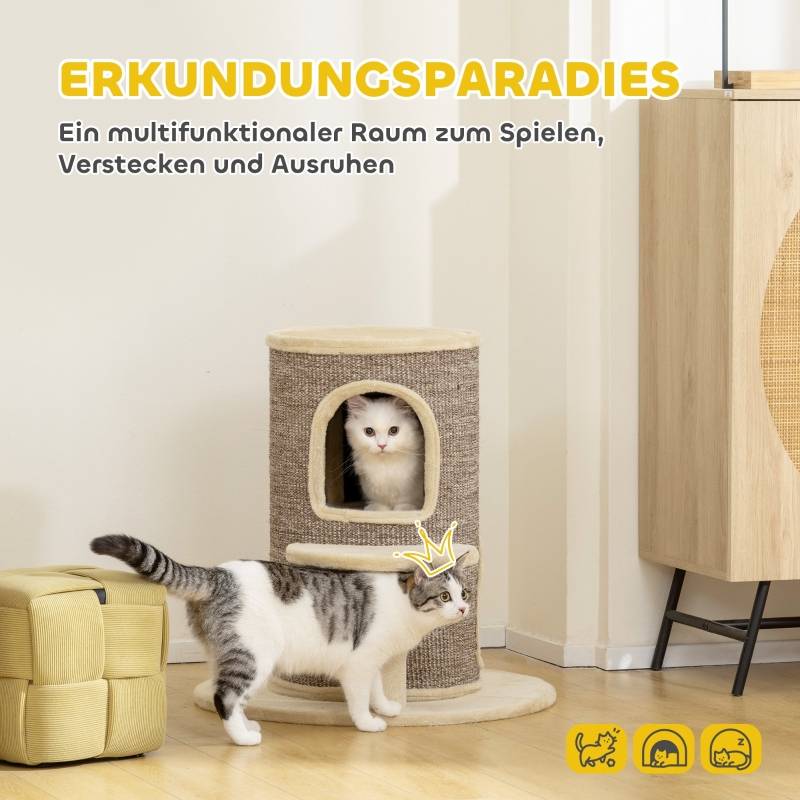 Katzenfass, Kratzbaum mit 2 Ebenen, Sprungplattfor