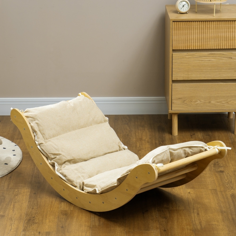 Arche‑pont transformable en chaise berçante avec coussin